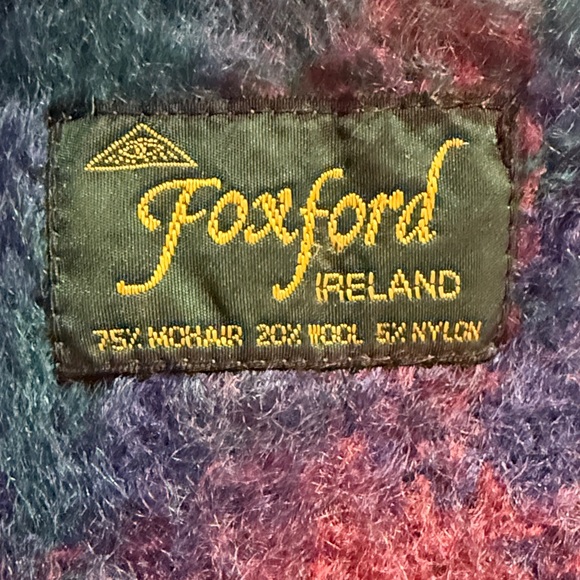 Foxford Irish Colorful Mohair Wool Woven Blue Red Teal Neck Scarf - Picture 8 of 8